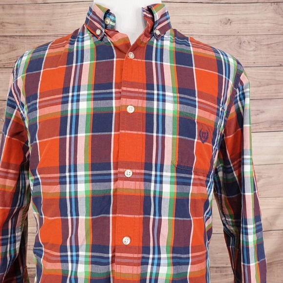 CHAPS EASY CARE LONG SLEEVE PLAID BUTTON DOWN SHIRT MENS L - Picture 1 of 7
